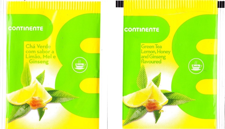 Continente - Chá verde com sabor a limao, mel e ginseng